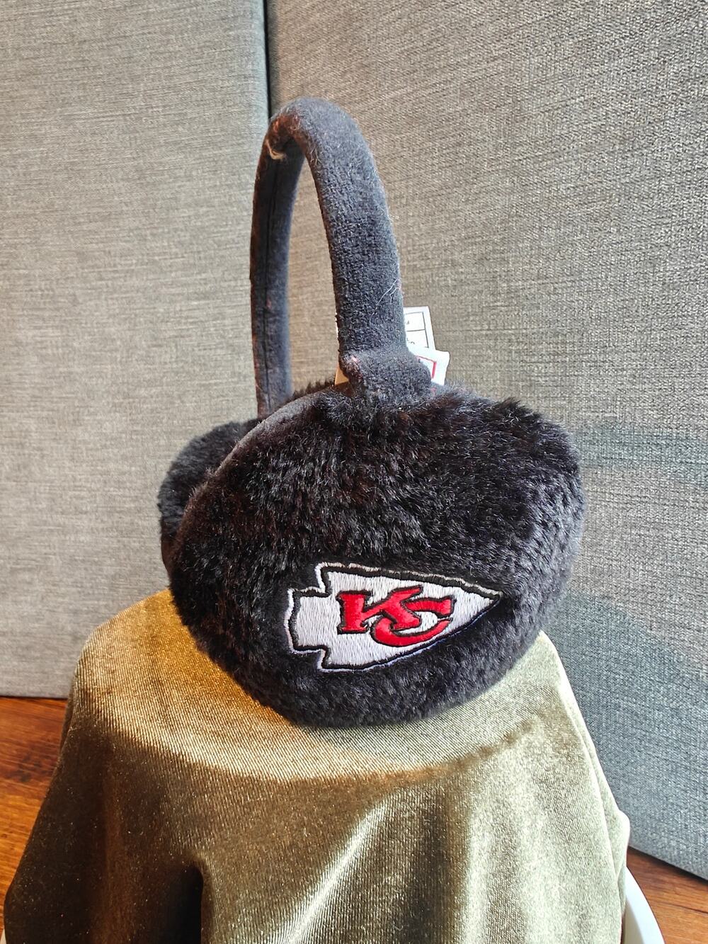 NFL Kansas City Chiefs Faux Fur Earmuffs - soft black Winter Ear Warmers